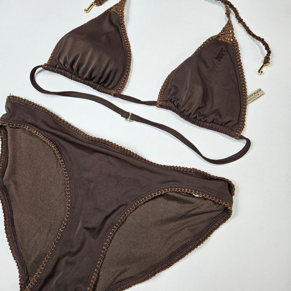 Y2k Juicy Couture Brown Bikini Crochet Details - Medium - Picture 6 of 10